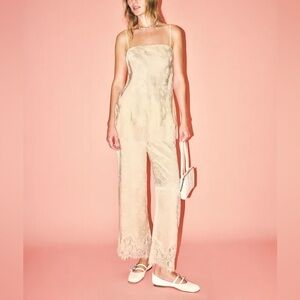 Reformation Carolina Silk Lace Hem Pant